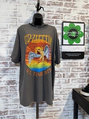 Led Zeppelin Men's Gray Graphic Tour T-Shirt